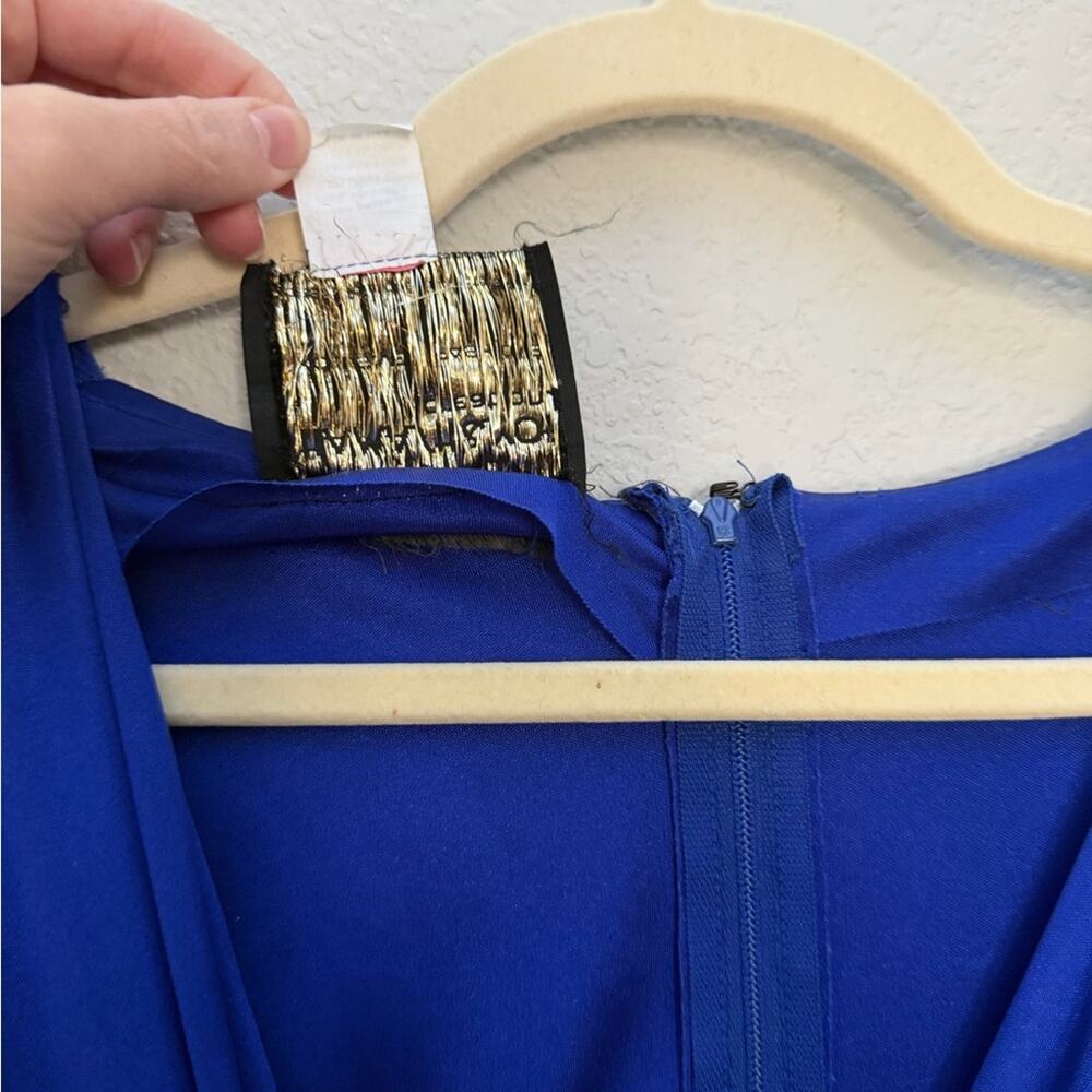 Vintage Shamash and Yofi Creations Royal Blue Draped Dress Size 7/8 Ruched - Picture 6 of 14